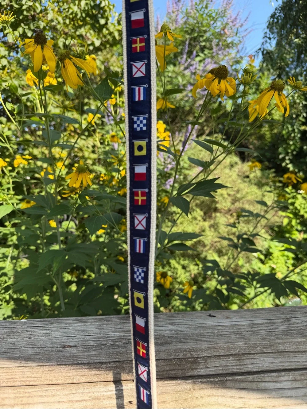 Men’s Nautical Flag Belt Canvas +Leather 42 D Ring Brickman’s Martha’s Vineyard